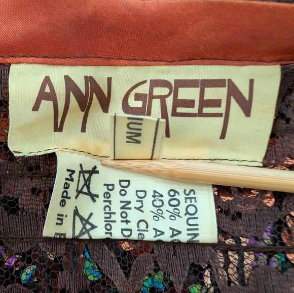 VTG Ann Green Maximalist Disco Ball Whimsical Sparkle Sequins 70s 80sTop M - Picture 8 of 9